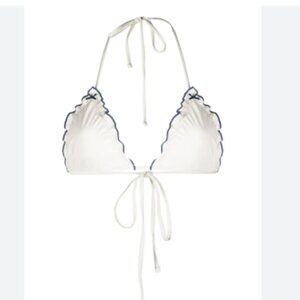 Frankies Bikini Tidal Top White Navy Medium